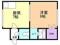 ハウス鈴木 1LDKの間取図画像