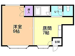 ロイヤルコート北11条 1DKの間取図画像