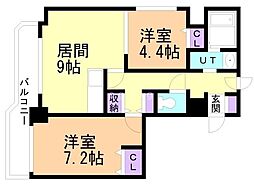 グランディール3 2LDKの間取図画像