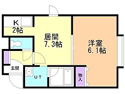 メゾンエクレーレ北37条 1LDKの間取図画像