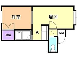 グラスフィールド 1DKの間取図画像