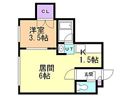 RAFFINATO北12条 1DKの間取図画像