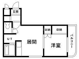 サン・ロイヤルハイツ 1DKの間取図画像