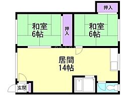 三島ハイツ 2LDKの間取図画像