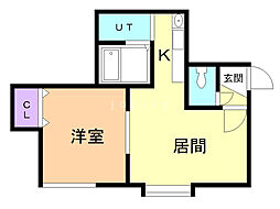 フレンズN21 1LDKの間取図画像