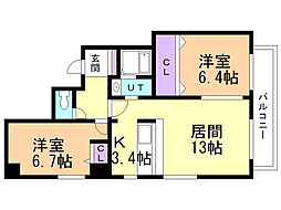 アーバンライフジョーツー 2LDKの間取図画像