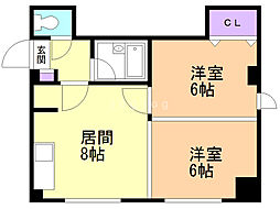 グランドールK 2DKの間取図画像