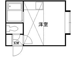 北27条クラブハウスB ワンルームの間取図画像