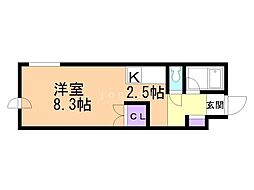 MロアールN21 1Kの間取図画像