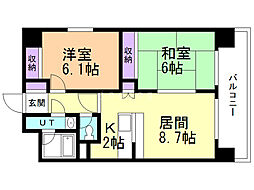 リゾルテ中央 2LDKの間取図画像