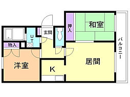 ローヤルハイツ東苗穂 2LDKの間取図画像
