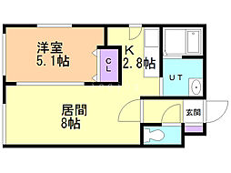 グランメールFPC北17条 1LDKの間取図画像