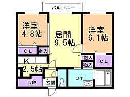 NOBLECharmant 2LDKの間取図画像