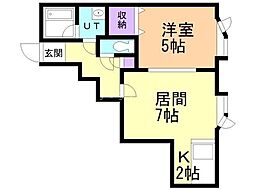 コンフォート新道東弐番館 1LDKの間取図画像