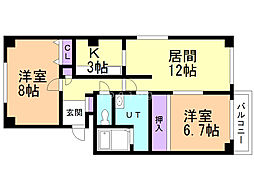 グランディスN31 2LDKの間取図画像