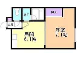 パレスアトランティス 1DKの間取図画像