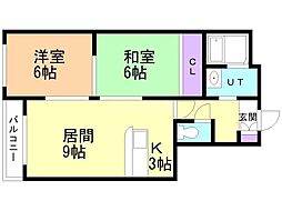 ロイヤル東苗穂5 2LDKの間取図画像