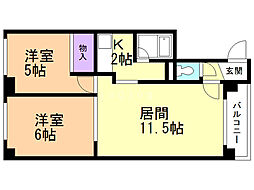 シティハウスM&M 2LDKの間取図画像