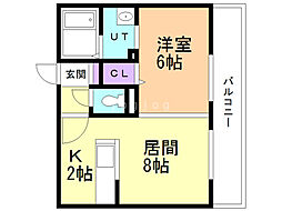 AXIS-FA苗穂 1LDKの間取図画像