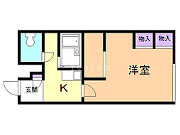 レオパレスモエレ 1Kの間取図画像