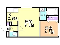 Patio北15 1LDKの間取図画像