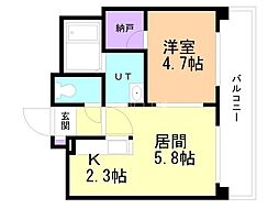 LEE北9条 1LDKの間取図画像