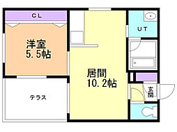 ストークト東区役所前 1LDKの間取図画像
