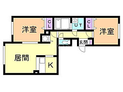 アビタ北36 2LDKの間取図画像