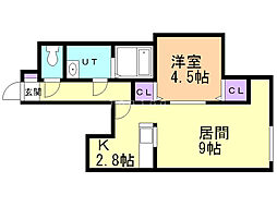 プレシャス18番館 1LDKの間取図画像