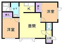 ランドマーク21 2LDKの間取図画像