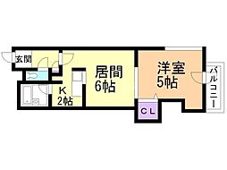 マイクレスト元町 1LDKの間取図画像