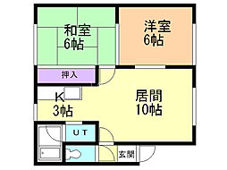 マンションサトウB 2LDKの間取図画像
