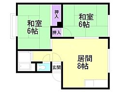 パナハイツプチ 2LDKの間取図画像