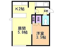 元町クラブハウス 1LDKの間取図画像