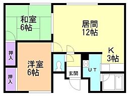 ハイツ37B 2LDKの間取図画像