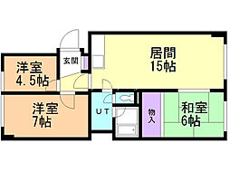 コスモロイヤルB棟 3LDKの間取図画像