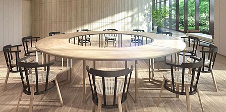 「木琴」をデザインモチーフにした落ち着いたミーティングルームです。ちょっとしたお仕事の打ち合わせや、静かに作業をしたいときにも重宝します。
