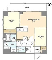リテラス三ノ輪ウエスト 2LDKの間取図画像