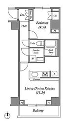 ジェノヴィア本所吾妻橋スカイガーデン 1LDKの間取図画像