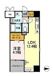 トリオマーレ蔵前 1LDKの間取図画像