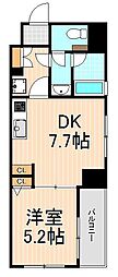 デュオスカーラ田原町 1DKの間取図画像