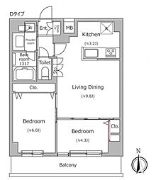 ドゥーエ南千住 2LDKの間取図画像