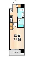 プレール・ドゥーク蔵前2 1Kの間取図画像