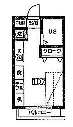 サンエール田原町 ワンルームの間取図画像