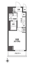 ルクレ上野 1Kの間取図画像