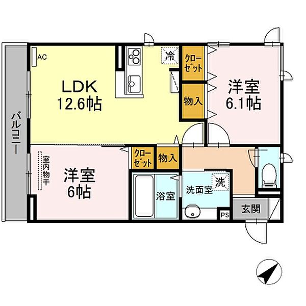 アドレコスモス 205｜愛媛県今治市馬越町4丁目(賃貸アパート2LDK・2階・57.96㎡)の写真 その3