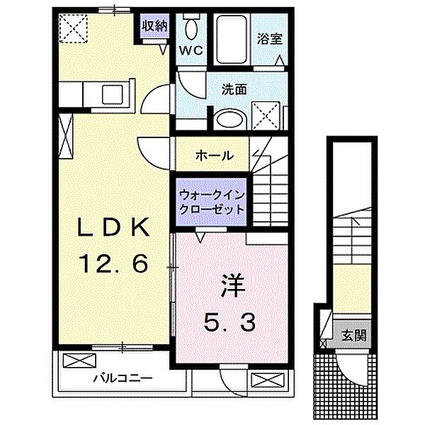 デイジー 202｜愛媛県今治市鐘場町2丁目(賃貸アパート1LDK・2階・46.54㎡)の写真 その3