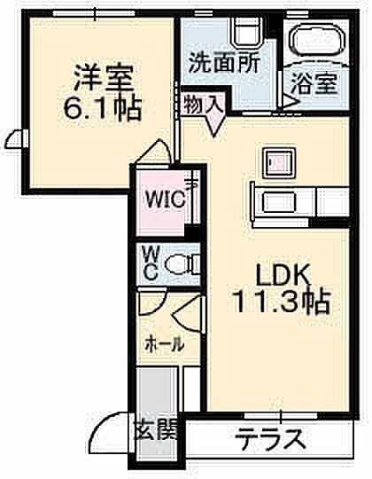 ライラック 101｜愛媛県西条市朔日市(賃貸アパート1LDK・1階・44.52㎡)の写真 その3