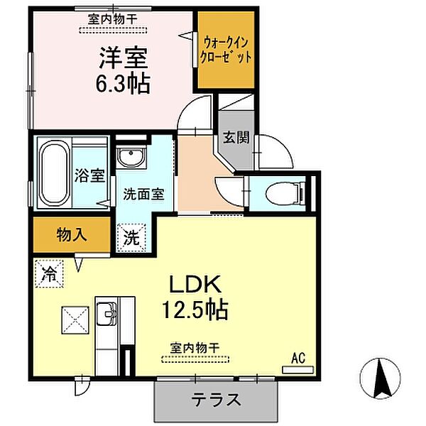 ソレイユC棟 102｜愛媛県西条市大町(賃貸アパート1LDK・1階・47.94㎡)の写真 その3