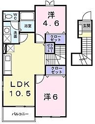 ラフレシール2 2LDKの間取図画像